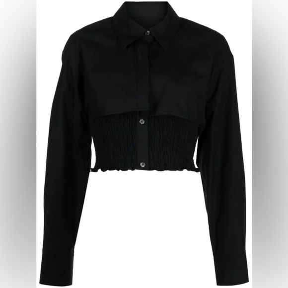 🔥 🆕 ALEXANDER WANG Twinset layered smocked shirt NWT $450 medium - Picture 7 of 10